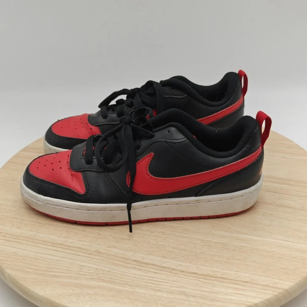 Nike Court Borough Low 2 Shoes Youth Size 4.5Y Black Red Sneaker GS BQ5448-007